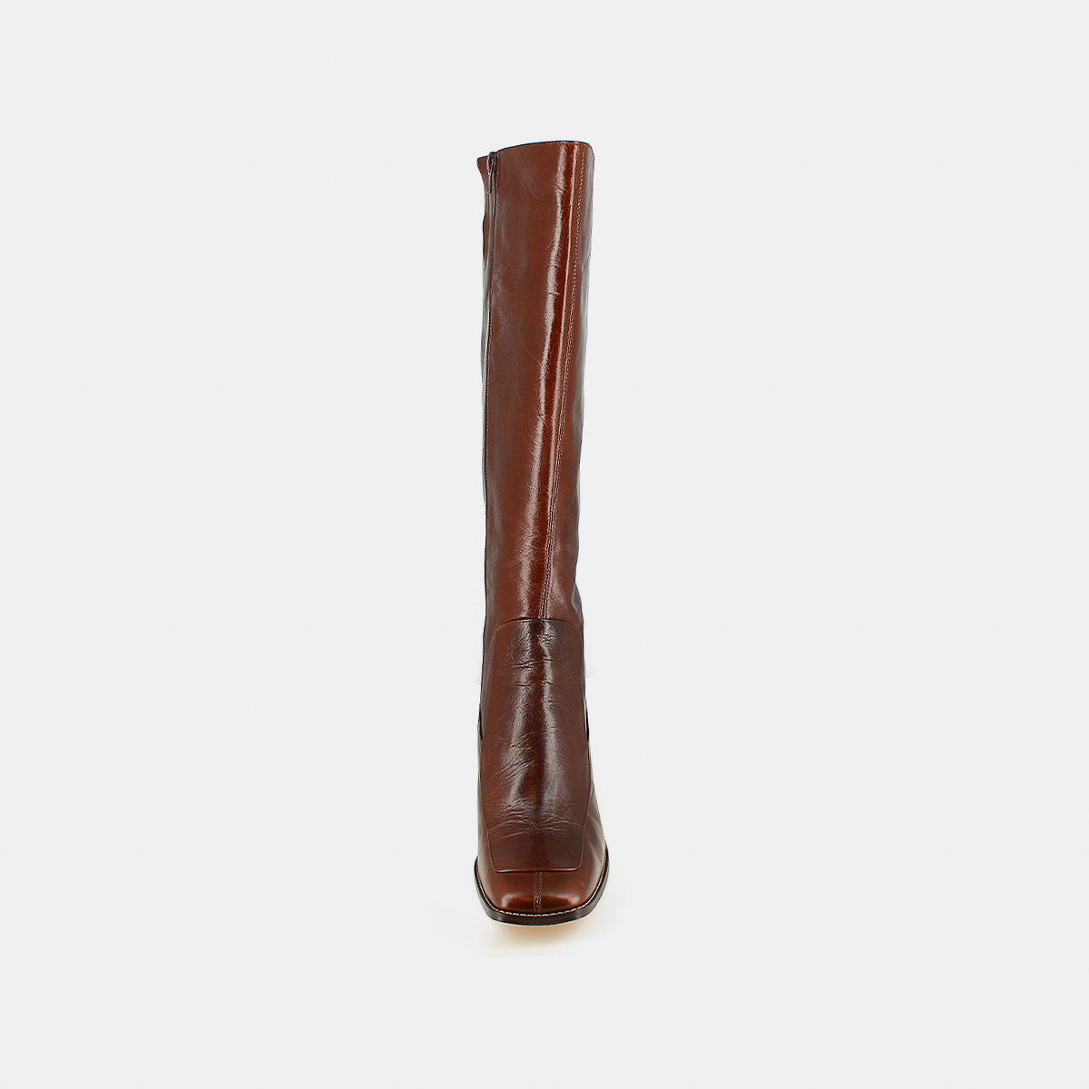 High boots with square toes in brown leather calf size m | VAUBANE