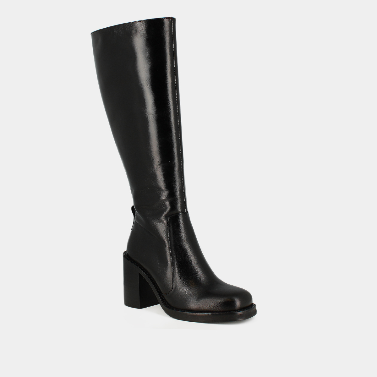 Boots with overflowing heels in black leather calf size m | BRETZEL