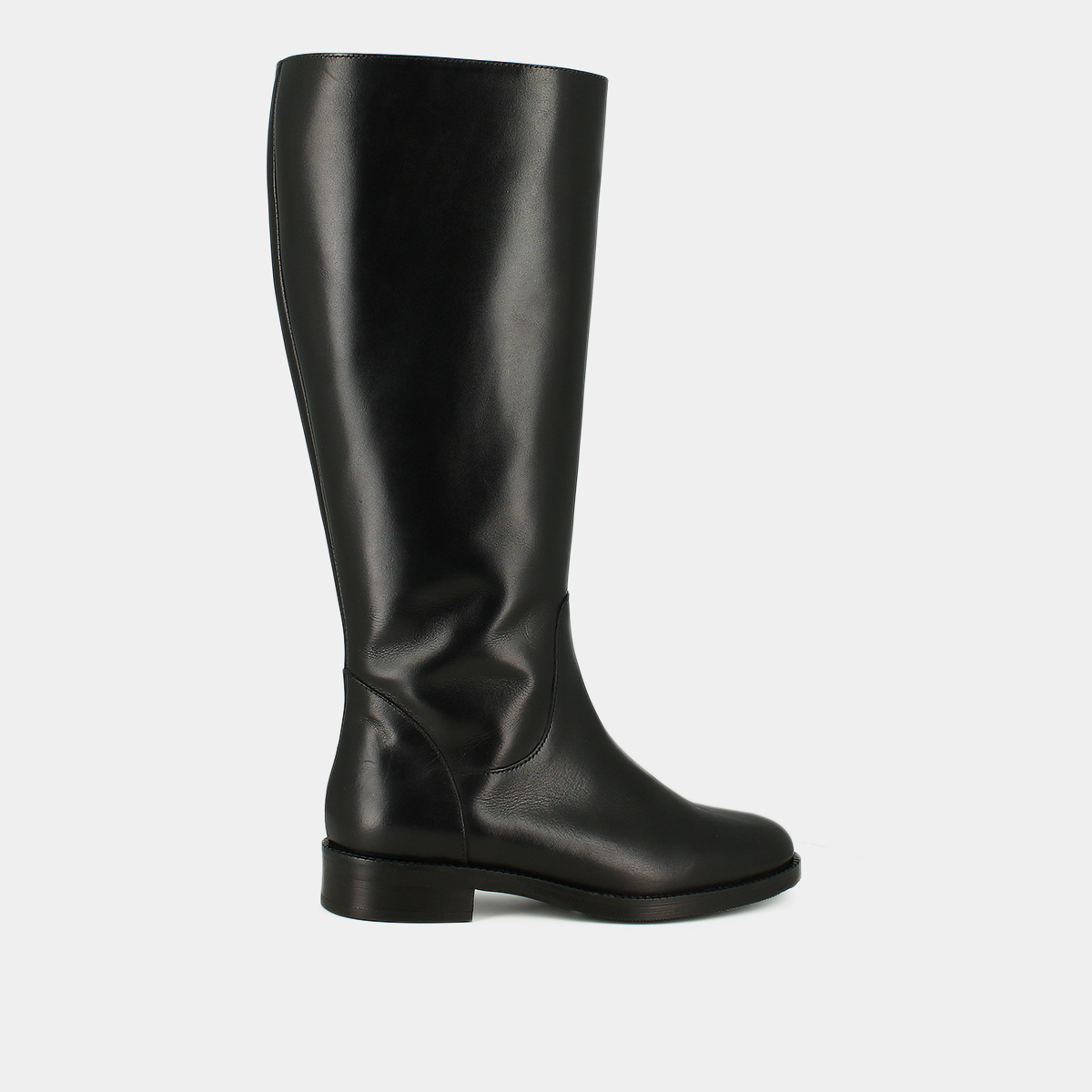 Bottes hautes in black leather calf size m | FLOWER