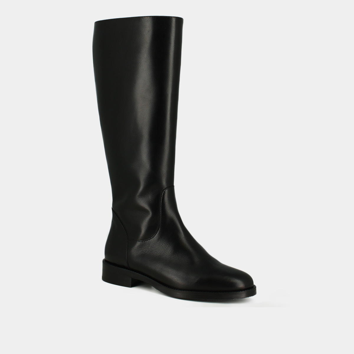 Bottes hautes in black leather calf size m | FLOWER