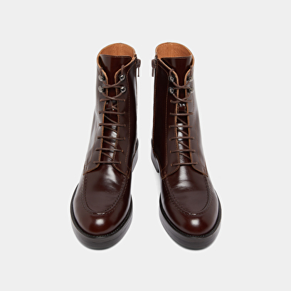 Boots &agrave; lacets in brown leather | alida