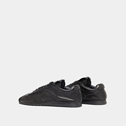 Lace-up sneakers in black suede and black leather | dabon