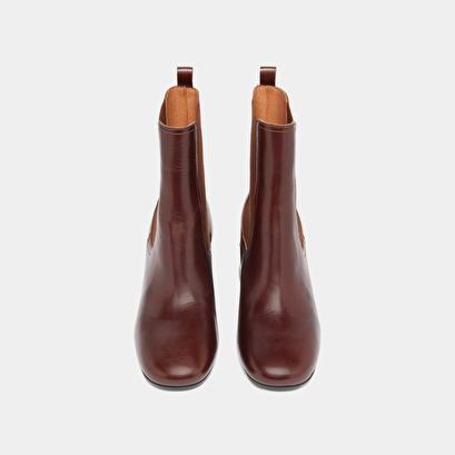 Bottines &agrave; talons et &eacute;lastiques in brown leather | denon