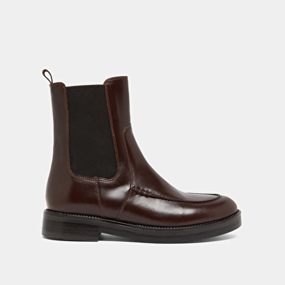 Boots &agrave; &eacute;lastiques in dark brown leather | allan