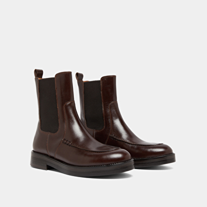 Boots &agrave; &eacute;lastiques in dark brown leather | allan