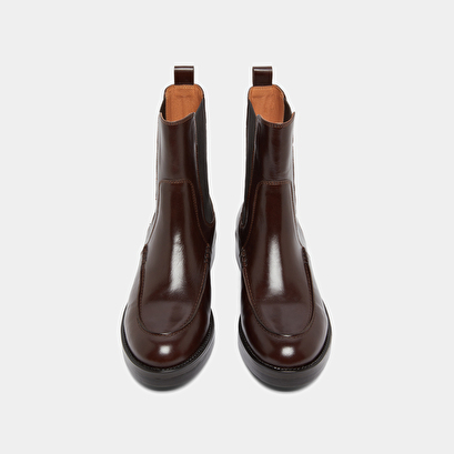 Boots &agrave; &eacute;lastiques in dark brown leather | allan