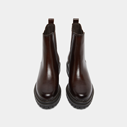 Low boots with notched and elastic soles in red-brown leather | adalard