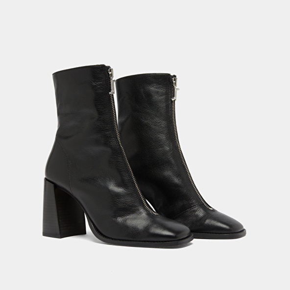 Bottines à talons et fermetures éclairs ... in black leather | VANDANA
