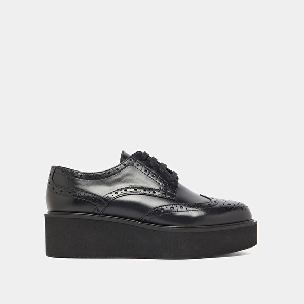Derbies compensées in black leather | ADRIELLE