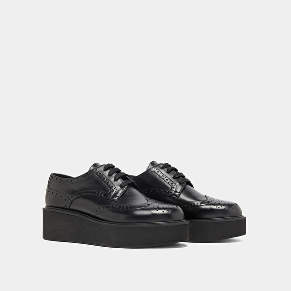 Derbies compensées in black leather | ADRIELLE