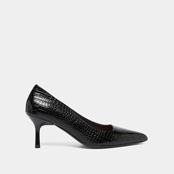 Escarpins à bouts pointus in black reptile leather | DUNDEE