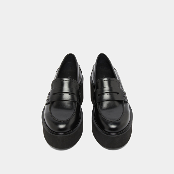 Mocassins compensés in black leather | ANJA