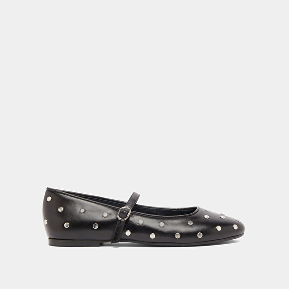 Ballet flats with straps in black leather | DANAELLE