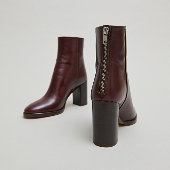 Helled ankle boots in brown patinated leather | DEEP
