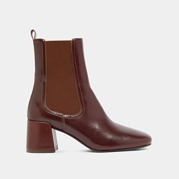 Bottines à talons et élastiques in brown leather | DENON