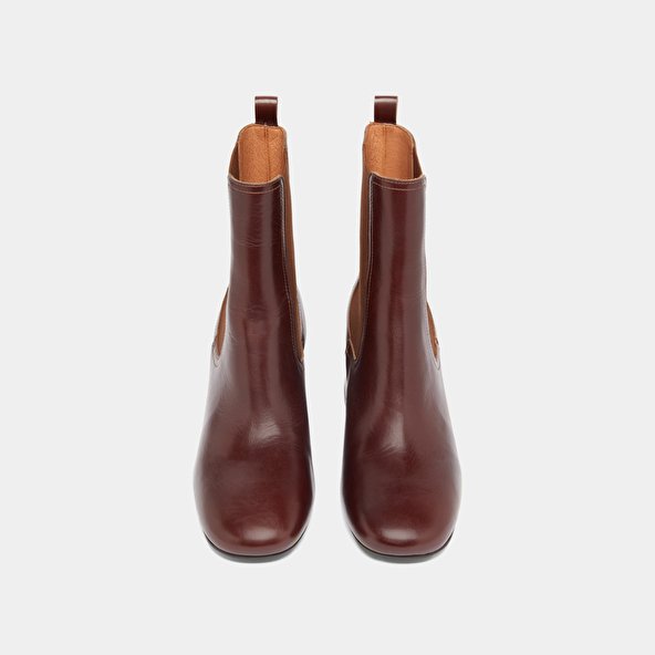 Bottines à talons et élastiques in brown leather | DENON
