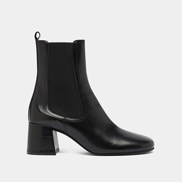 Bottines à talons et élastiques in black leather | DENON