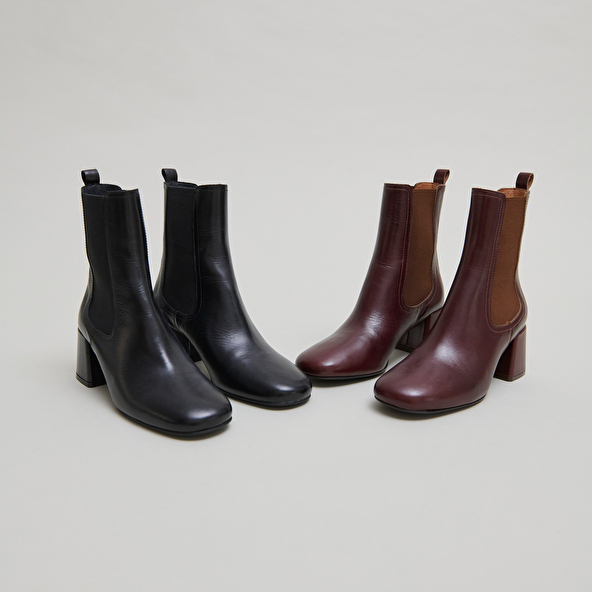 Bottines à talons et élastiques in black leather | DENON