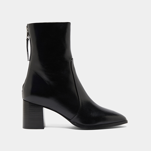 Bottines avec fermeture éclair arrière in black leather | DETRAS