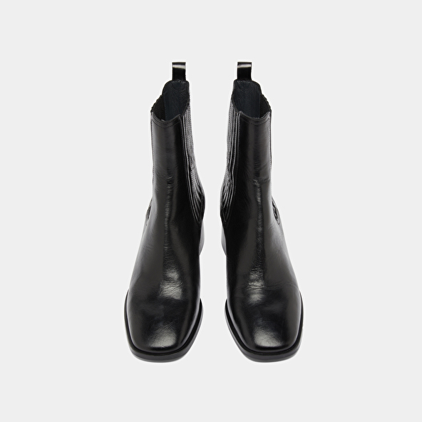 Bottines à fronces in black leather | DINGO
