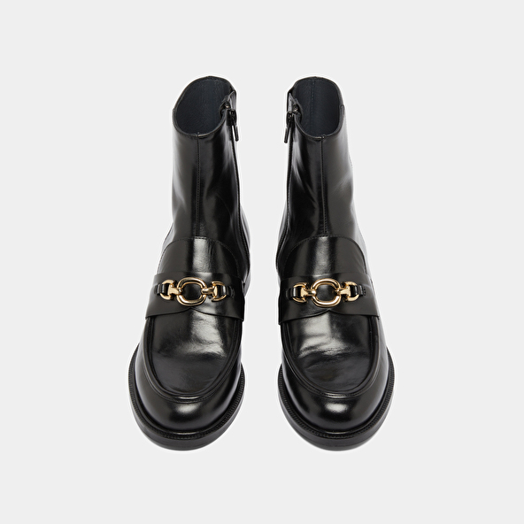 Boots à mors dorés in black leather | DIVOK