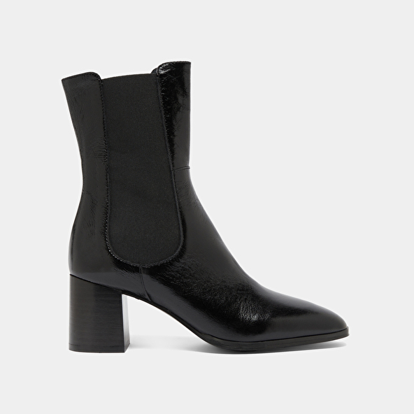 Bottines à élastiques in black shiny leather | DUCHA