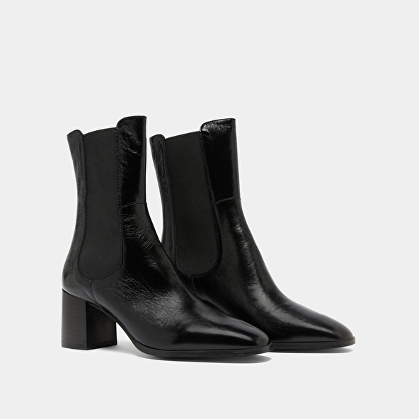 Bottines à élastiques in black shiny leather | DUCHA
