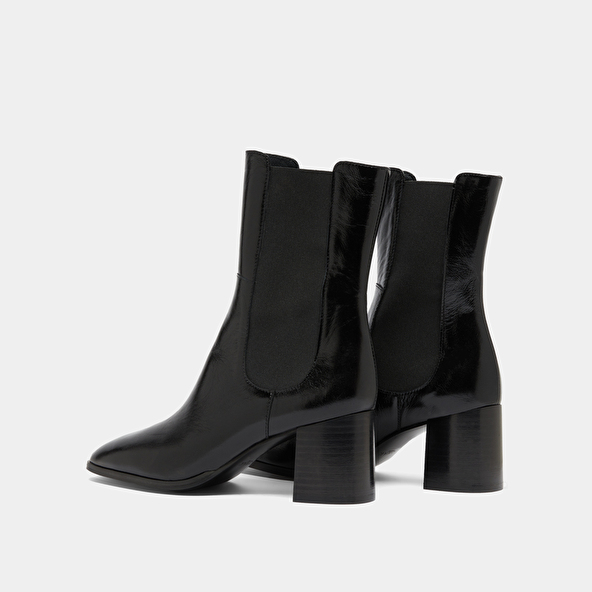 Bottines à élastiques in black shiny leather | DUCHA