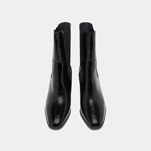 Bottines à élastiques in black shiny leather | DUCHA