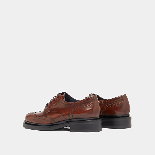 Derbies ajourées in brown glazed leather | DUERMO
