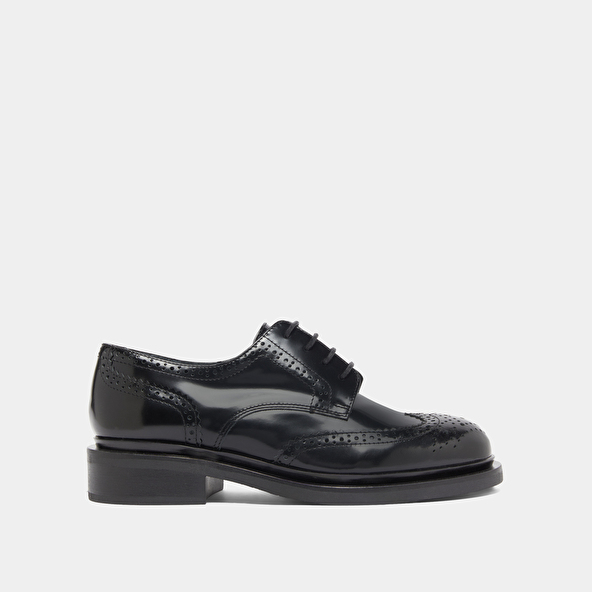 Derbies ajourées in black glazed leather | DUERMO