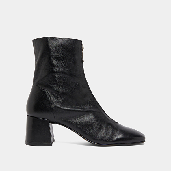 Bottines à fermetures éclairs avant in black leather | AMARYLLIS