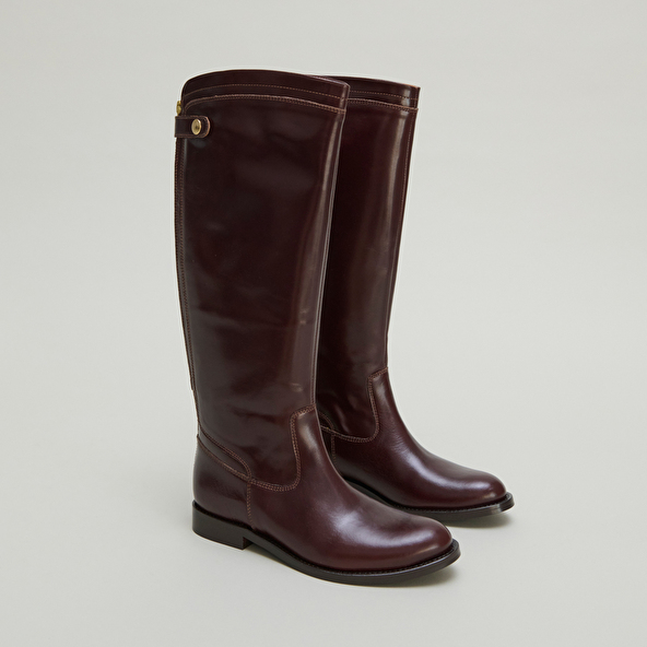 Bottes à fermetures éclairs arrières in brown leather | AUROS
