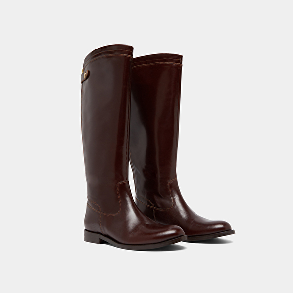 Bottes à fermetures éclairs arrières in brown leather | AUROS