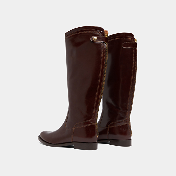 Bottes à fermetures éclairs arrières in brown leather | AUROS