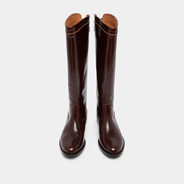 Bottes à fermetures éclairs arrières in brown leather | AUROS