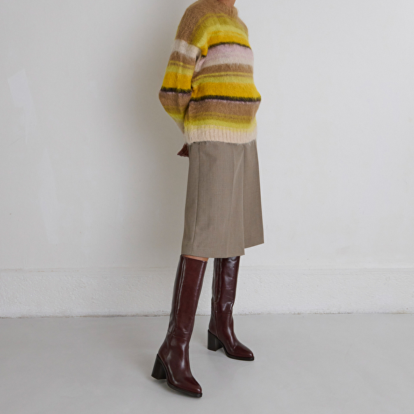 Boots with laminated heels in brown leather | DICKINSON