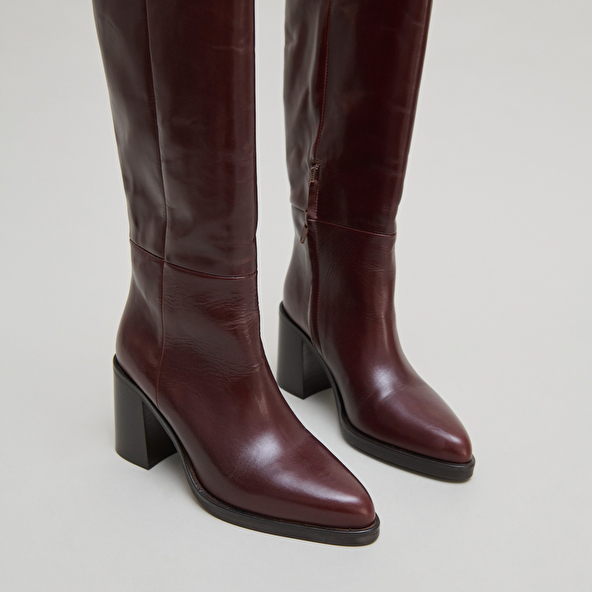Boots with laminated heels in brown leather | DICKINSON