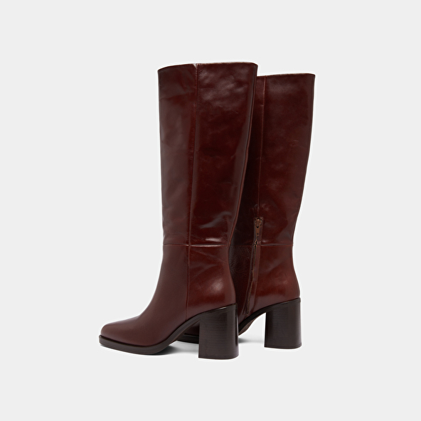 Boots with laminated heels in brown leather | DICKINSON