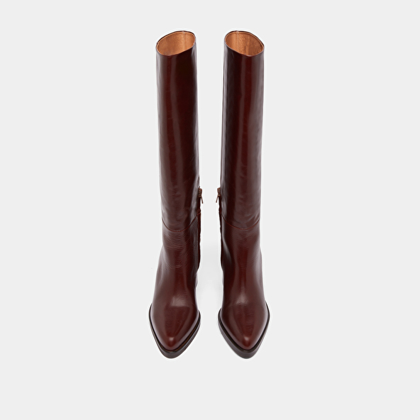 Boots with laminated heels in brown leather | DICKINSON