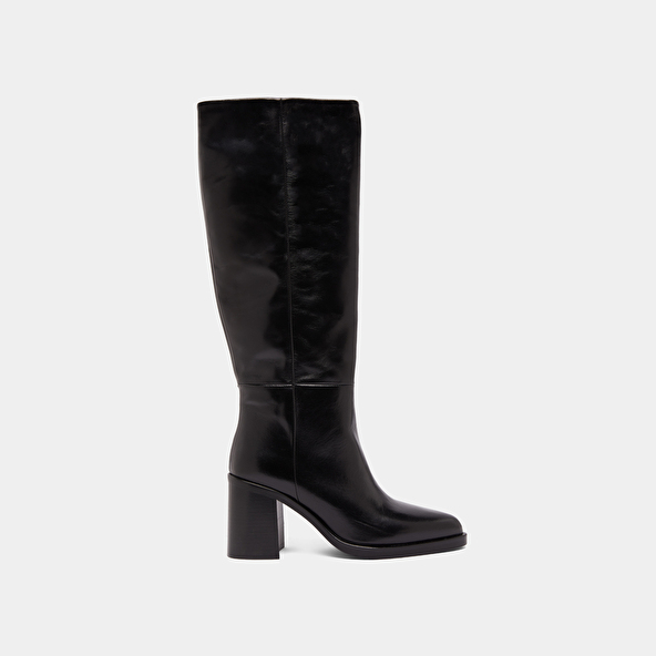 Boots with laminated heels in black leather | DICKINSON