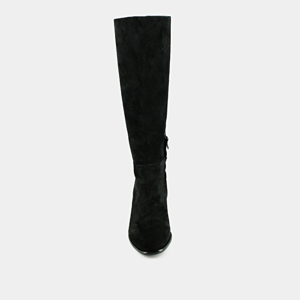 Bottes à talons et bouts ronds in black suede | DILIA