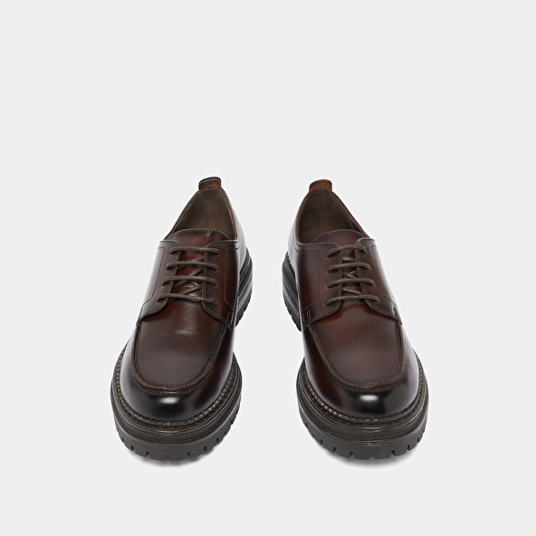 Derbies à semelles crantées in red-brown leather | ADALOU