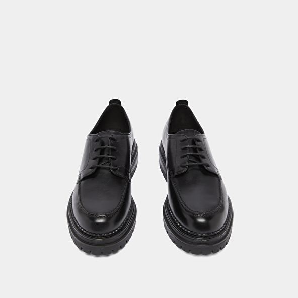 Derbies à semelles crantées in black leather | ADALOU
