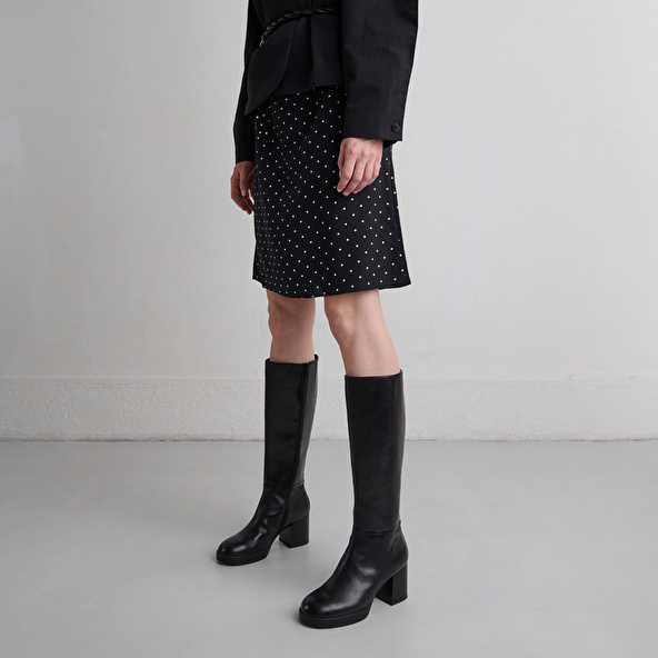 Bottes à talons in black leather | ANELIA