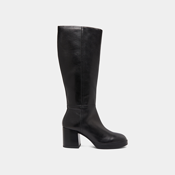 Bottes à talons in black leather | ANELIA