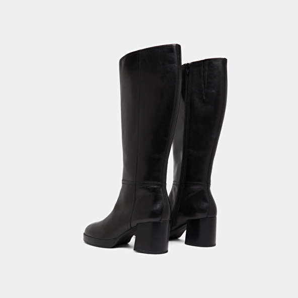 Bottes à talons in black leather | ANELIA