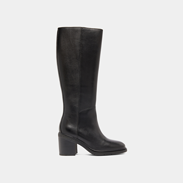 Bottes à talons et à bouts ronds in black leather | ATILUS