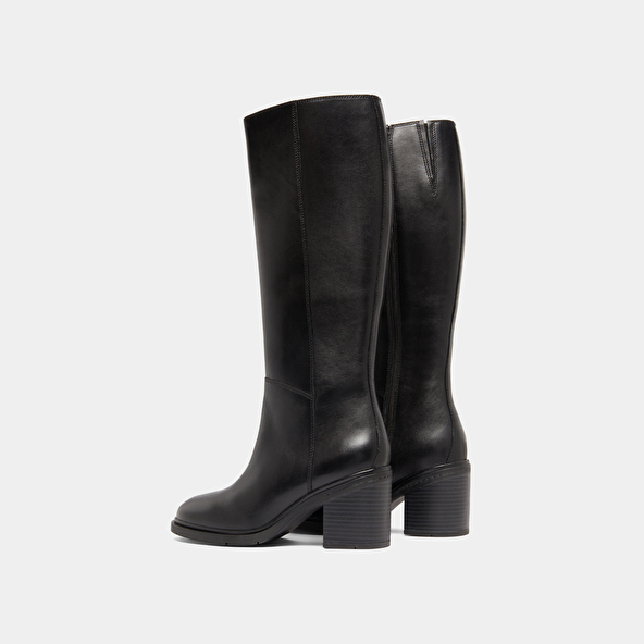 Bottes à talons et à bouts ronds in black leather | ATILUS