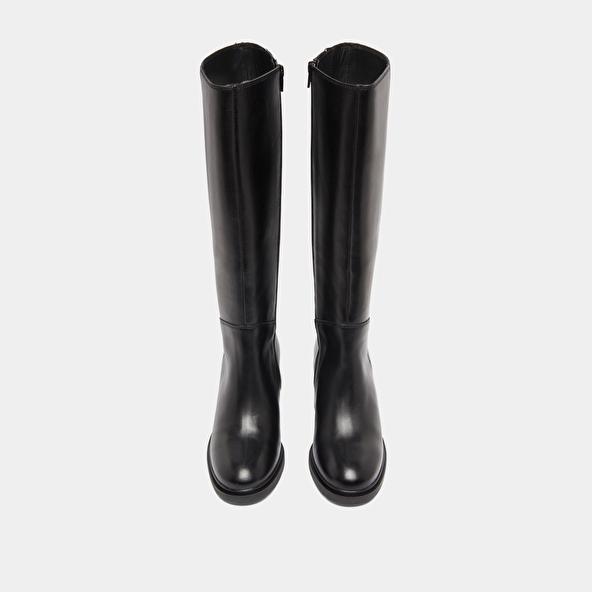 Bottes à talons et à bouts ronds in black leather | ATILUS